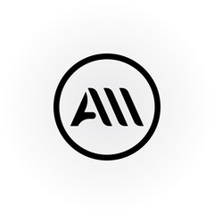 Initial letter AM or AW simple logo Vector template. Simple AM Letter logo design. AW font type logo.