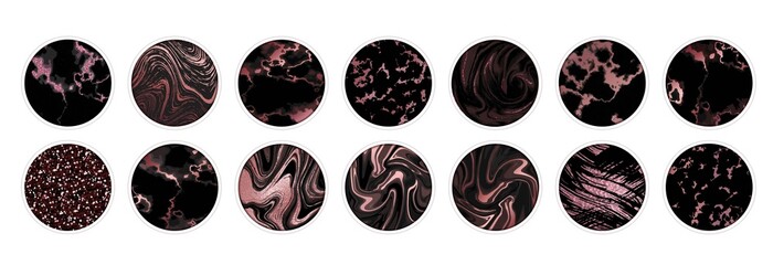 Instagram Highlight cover big set, Minimal pink marble texture background collection, story layout, gold rose frame template, vector badge for shop in social media, luxury design large collection