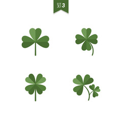 Luck clover leaves vector set isolated on white background. Four and three leaf clover