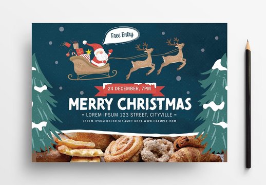Christmas Flyer with Santa Sleigh