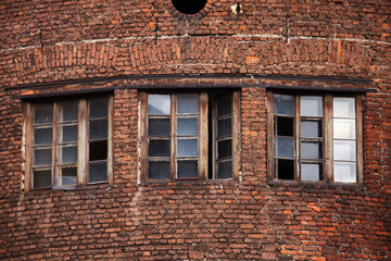 Old brick wall with windows