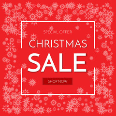 Fototapeta na wymiar Christmas sale banner. Christmas sale phrase on red background.