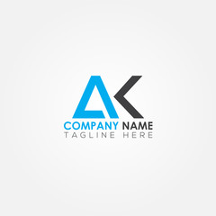 Initial letter AK simple logo Vector template. Simple AK Letter logo design. AK font type logo.