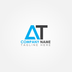 Initial letter AT simple logo Vector template. Simple AT Letter logo design. AT font type logo.