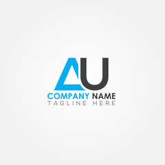Initial letter AU simple logo Vector template. Simple AU Letter logo design. AU font type logo.