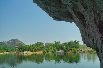 Fototapeta na wymiar The karst cave and river in Fubo Hill Guilin
