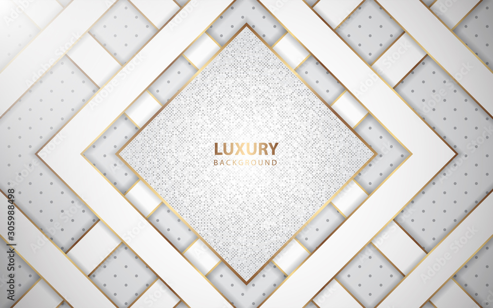 Poster modern abstract light silver background vector. elegant frame shape design with golden line. luxury 