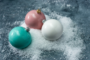 christmas background with balls and snowflakes
