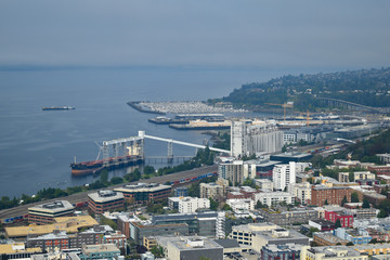 Elliot Bay aerial view, Seattle, WA