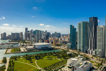 Aerial drone photo of Downtown Miami 2019 - obrazy, fototapety, plakaty