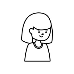 Fototapeta premium young woman cartoon character white background thick line