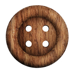 Wood Button Isolated on White Background