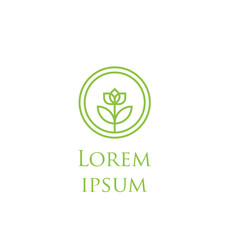 Logo Design with Green Bloom Icon