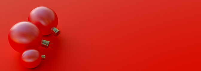  Red Christmas balls on red background