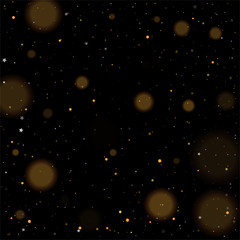 Gold bokeh, shiny glittering golden and silver stars