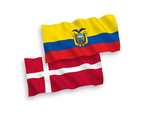 Flags of Denmark and Ecuador on a white background
