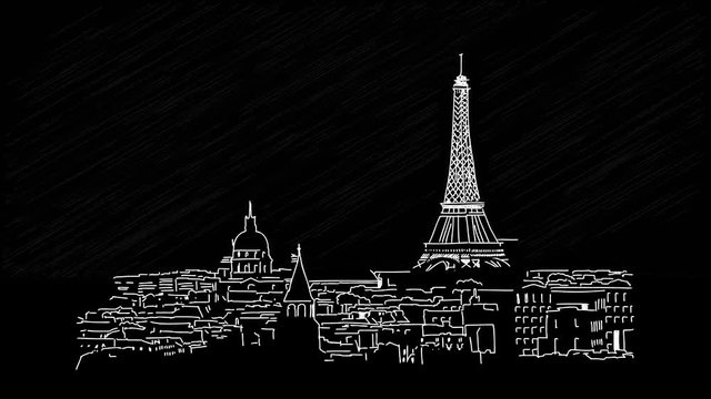 Paris chalk drawing on blackboard
