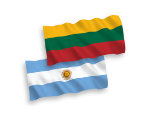 Flags of Lithuania and Argentina on a white background