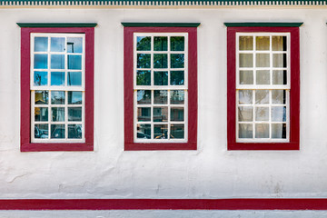 Traditional window of colonial house in the town of Formiga, Minas Gerais, Brazil