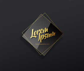 Dark vector background template with golden line art and place for your heading and supbheading.