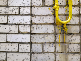 Black and white brick texture with scratches and cracks. Old vintage brick wall pattern. Brick work background.