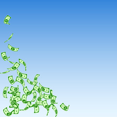 American dollar notes falling. Sparse USD bills on