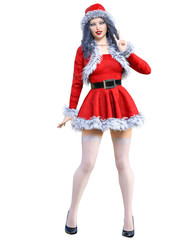 Young beautiful Santa girl.