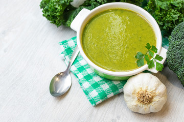 cream or pure vegetables with natural ingredients, top view