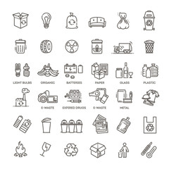 Garbage Vector Line Icons Set