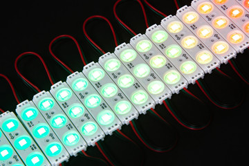 RGB led modules on black background.