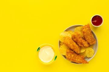 Homemade chicken nuggets battered with panko
