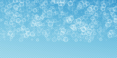 Random soap bubbles abstract background. Blowing b