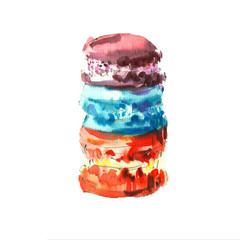 macaroons cake sweet watercolor 3 pieces sketch cute vibrant colors