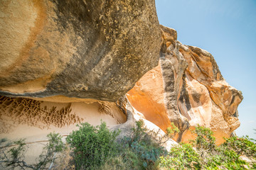 Erosion on the rock and Mount Arabi, Yecla, Murcia, Spain