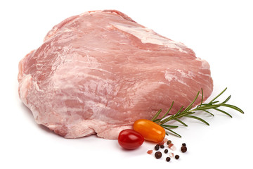 Raw ham part, pork gammon cuts, isolated on white background