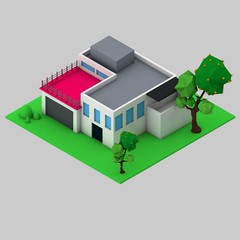 Fototapeta premium casa isometrica low poly 3d