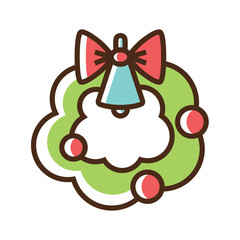 Color icon Christmas wreath with bell
