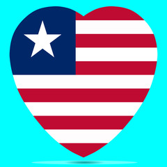 Liberia Flag In Heart Shape Vector illustration Eps 10