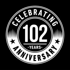 Fototapeta premium 102 years anniversary celebration logo template. One hundred and two years vector and illustration.