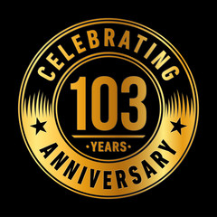 103 years anniversary celebration logo template. One hundred and three years vector and illustration.