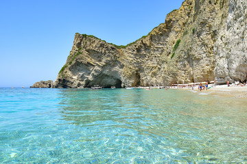 Paradise beach on Corfu island, sea, clear water, Greece.