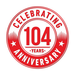 104 years anniversary celebration logo template. One hundred and four years vector and illustration.