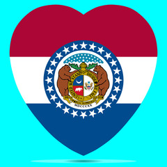 Missouri Flag In Heart Shape Vector illustration Eps 10