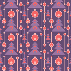 Flat colorful christmas seamless pattern. Repeated Xmas symbols.