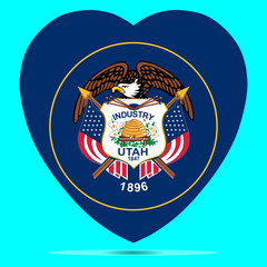 Utah Flag In Heart Shape Vector