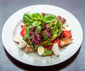 Fish salad - grilled sea bass and vegetables