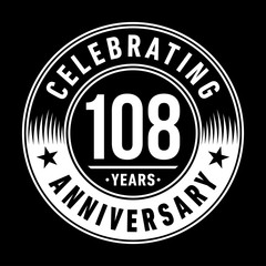 108 years anniversary celebration logo template. One hundred and eight years vector and illustration.