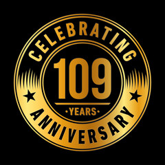 109 years anniversary celebration logo template. One hundred and nine years vector and illustration.