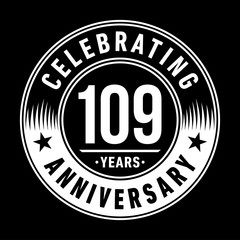 109 years anniversary celebration logo template. One hundred and nine years vector and illustration.