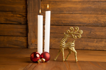 background candles with christmas decorations